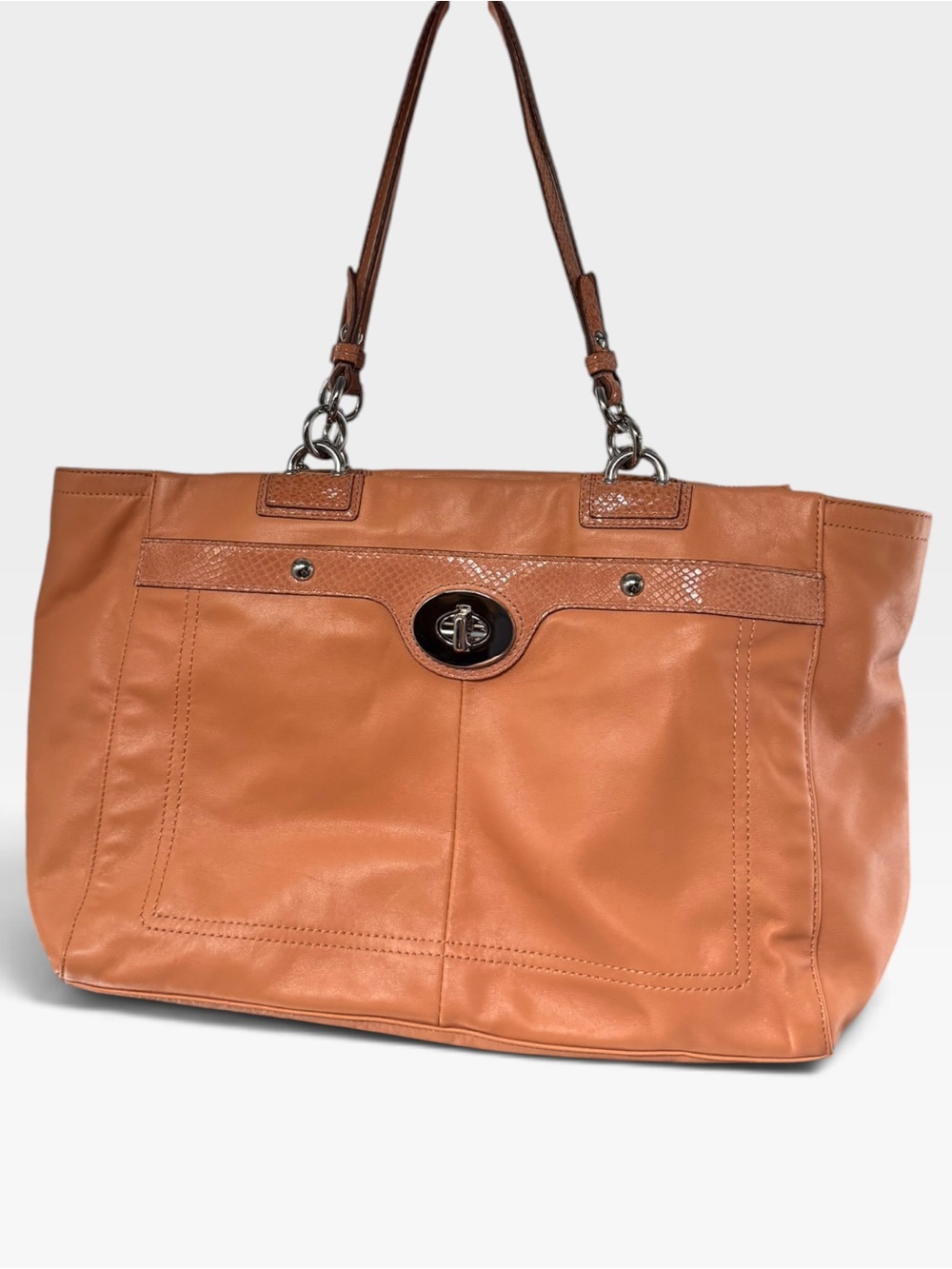 Coach Penelope coral leather turn lock shoulder tote bag y2k